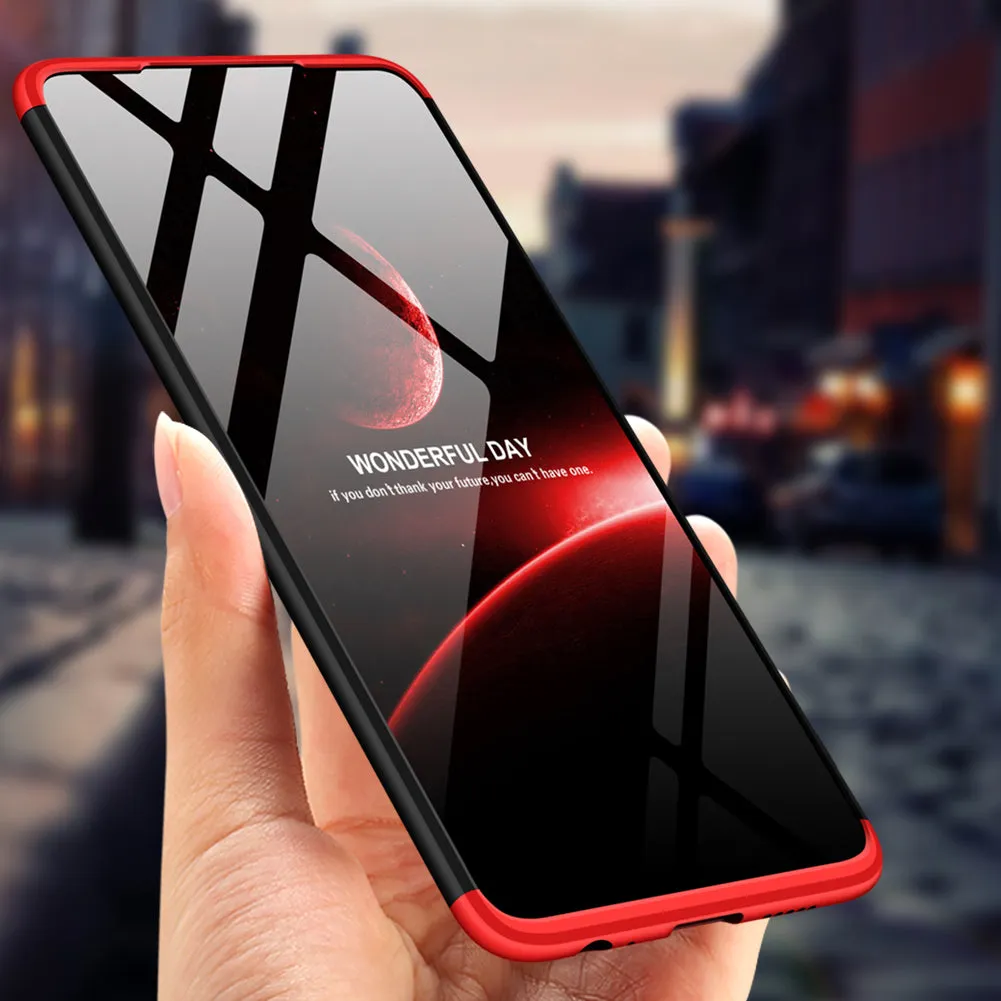 For HUAWEI P30 LITE Ultra Slim PC Back Cover Non-slip Shockproof 360 Degree Full Protective Case Red black red