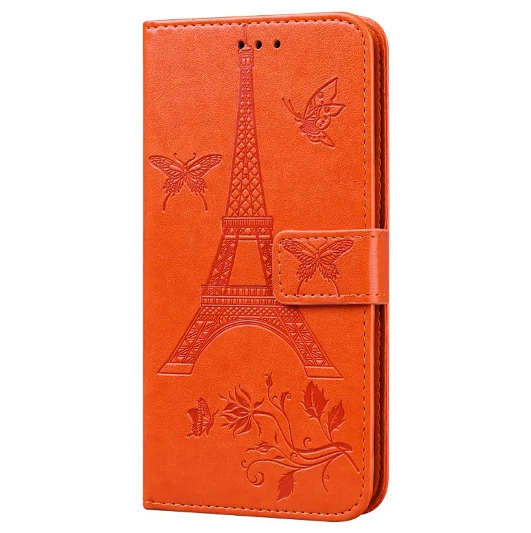 For iPhone12 mini Phone Case 5.4 Inches Card Slot Phone Bracket Mobile Phone Cover Orange