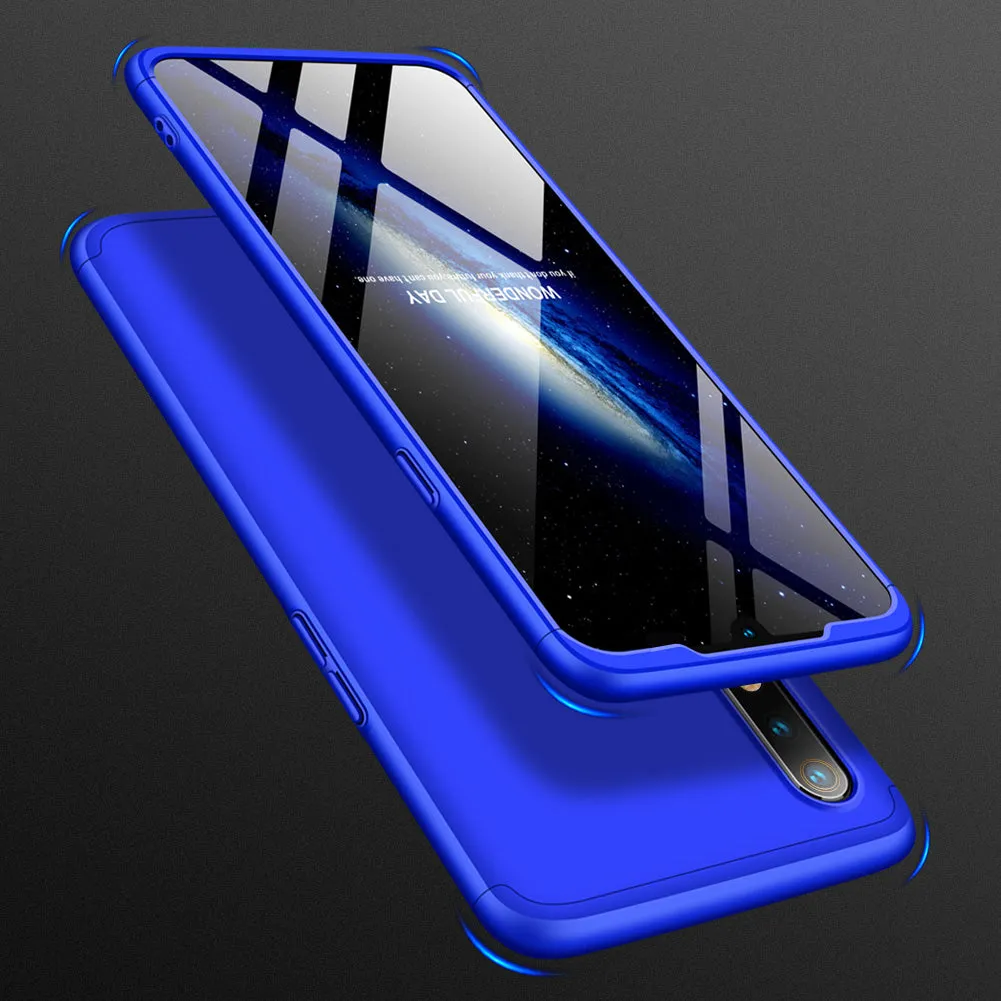 For OPPO realme3 Ultra Slim PC Back Cover Non-slip Shockproof 360 Degree Full Protective Case blue