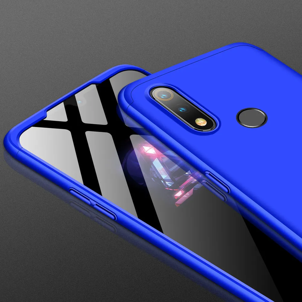 For OPPO realme3 Ultra Slim PC Back Cover Non-slip Shockproof 360 Degree Full Protective Case blue