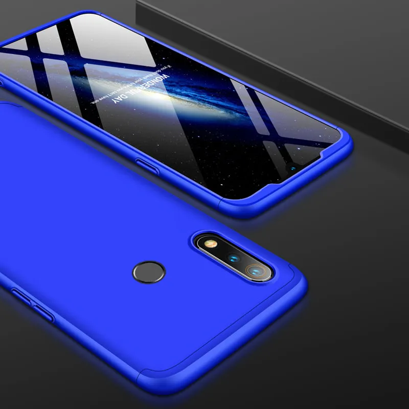 For OPPO realme3 Ultra Slim PC Back Cover Non-slip Shockproof 360 Degree Full Protective Case blue