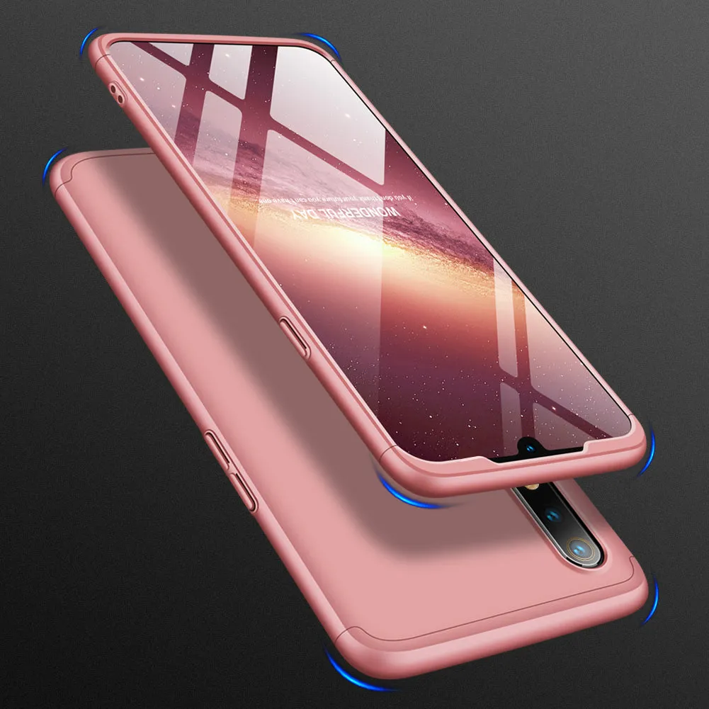 For OPPO realme3 Ultra Slim PC Back Cover Non-slip Shockproof 360 Degree Full Protective Case gold