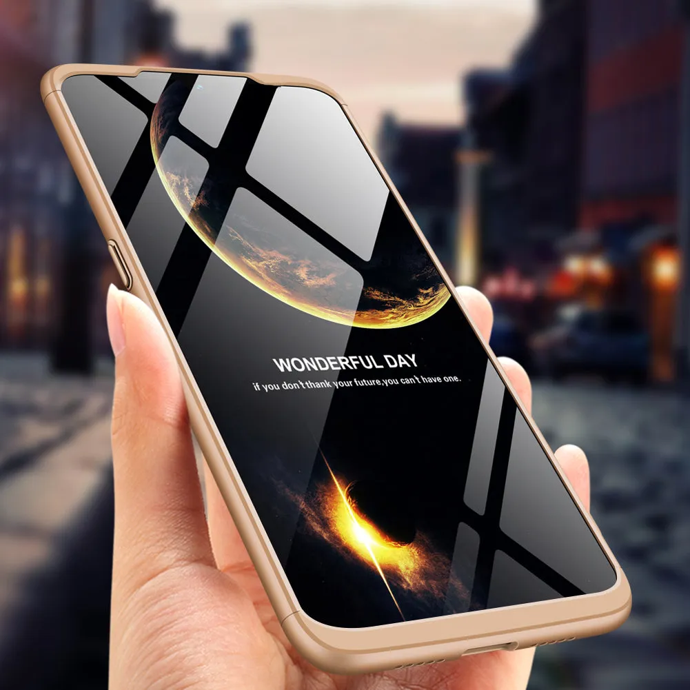 For OPPO realme3 Ultra Slim PC Back Cover Non-slip Shockproof 360 Degree Full Protective Case gold