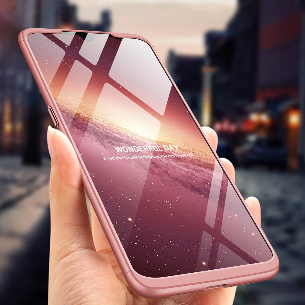 For OPPO realme3 Ultra Slim PC Back Cover Non-slip Shockproof 360 Degree Full Protective Case gold