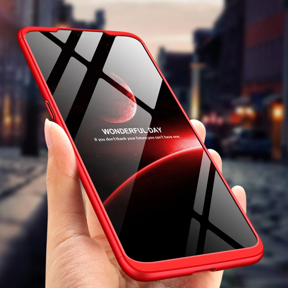 For OPPO realme3 Ultra Slim PC Back Cover Non-slip Shockproof 360 Degree Full Protective Case Red black red