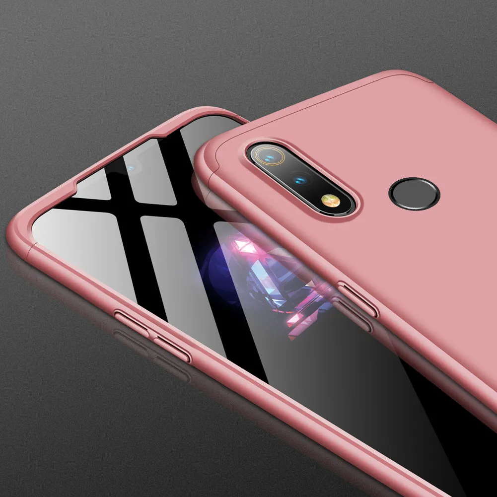 For OPPO realme3 Ultra Slim PC Back Cover Non-slip Shockproof 360 Degree Full Protective Case Rose gold