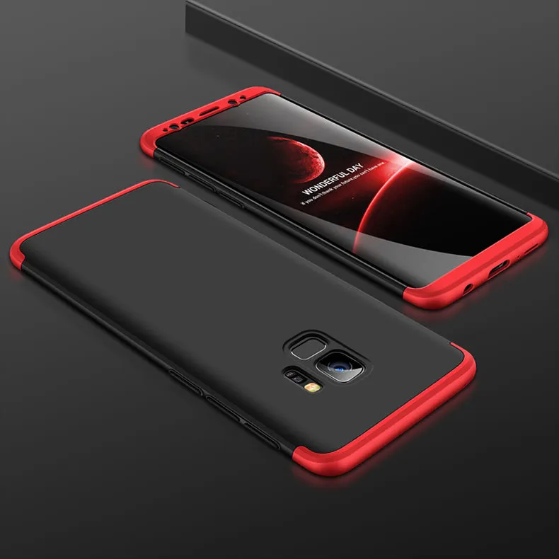 For Samsung S9 3 in 1 360 Degree Non-slip Shockproof Full Protective Case black