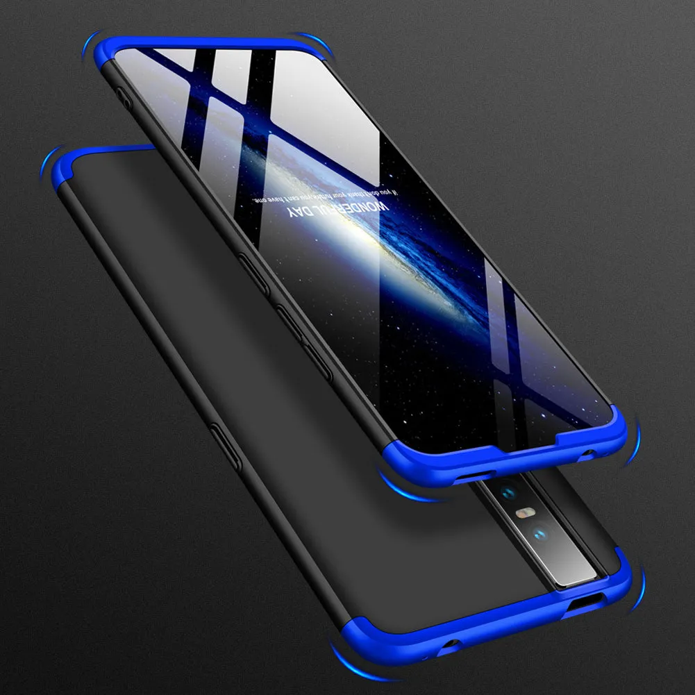 For VIVO V15pro Ultra Slim PC Back Cover Non-slip Shockproof 360 Degree Full Protective Case Blue black blue