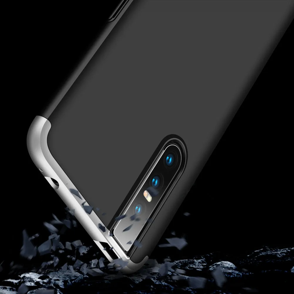 For VIVO V15pro Ultra Slim PC Back Cover Non-slip Shockproof 360 Degree Full Protective Case Silver black silver