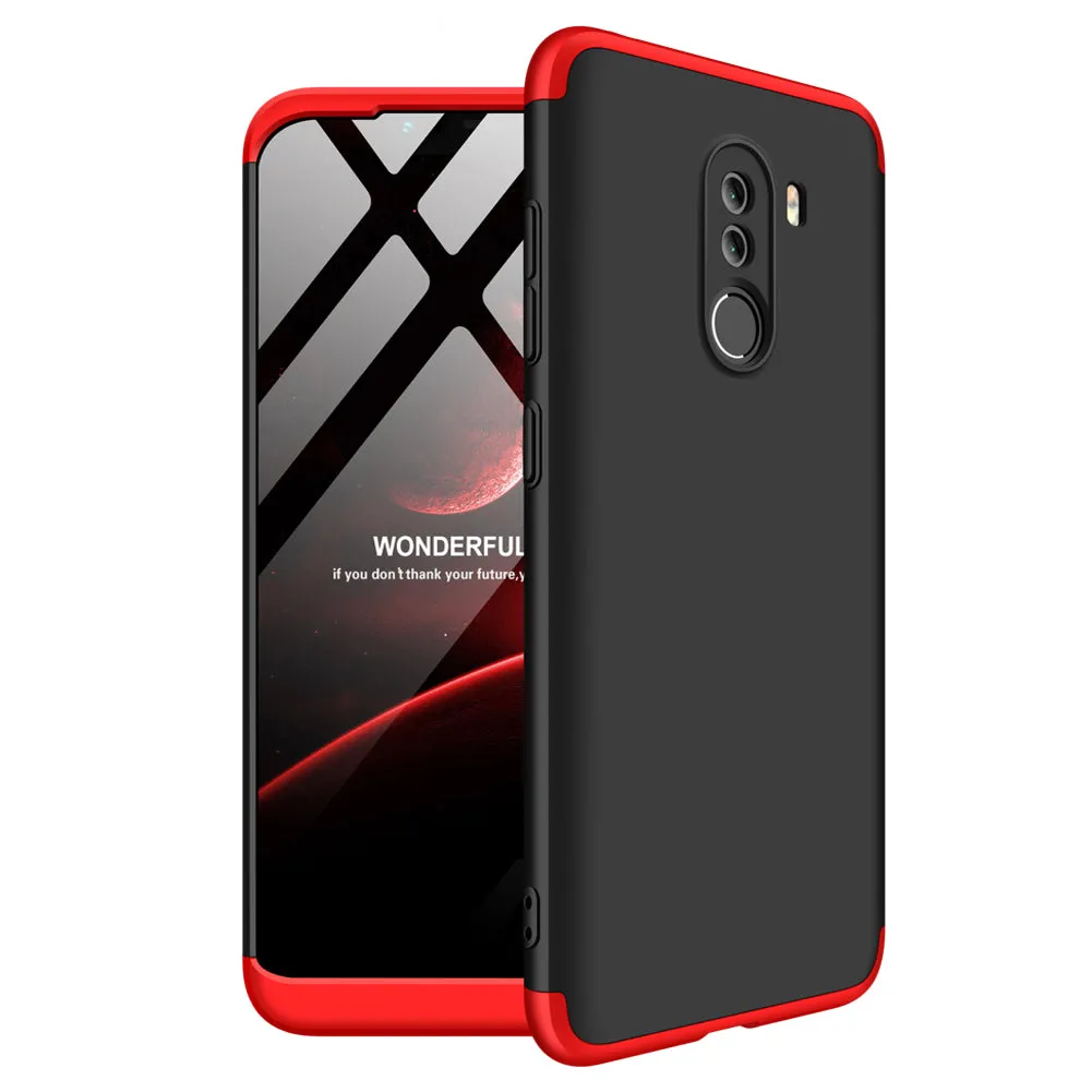 For XIAOMI Pocophone F1 Ultra Slim PC Back Cover Non-slip Shockproof 360 Degree Full Protective Case red