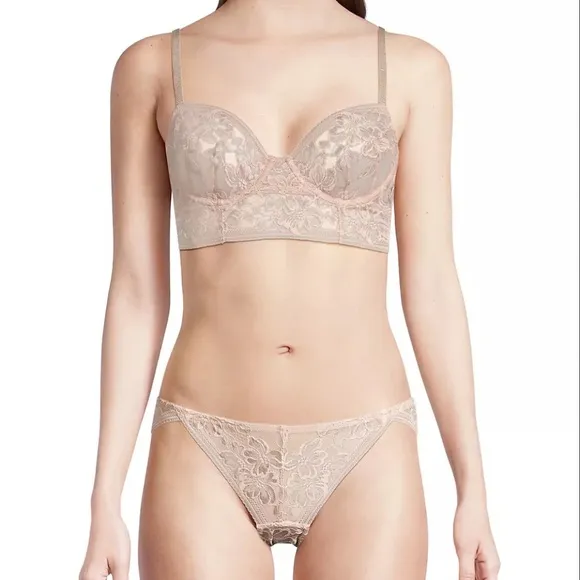 Free People Intimately Sorento Demi Longline Bra Panty Set in Sweet Nothing