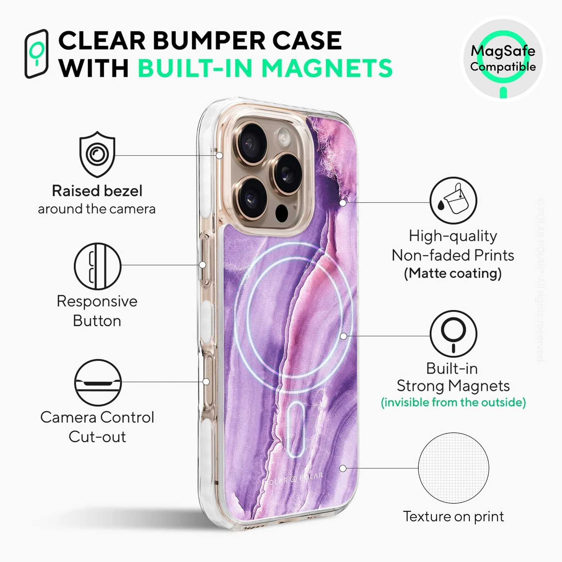 French Violet - iPhone 16 Pro Max Clear Bumper MagSafe Case