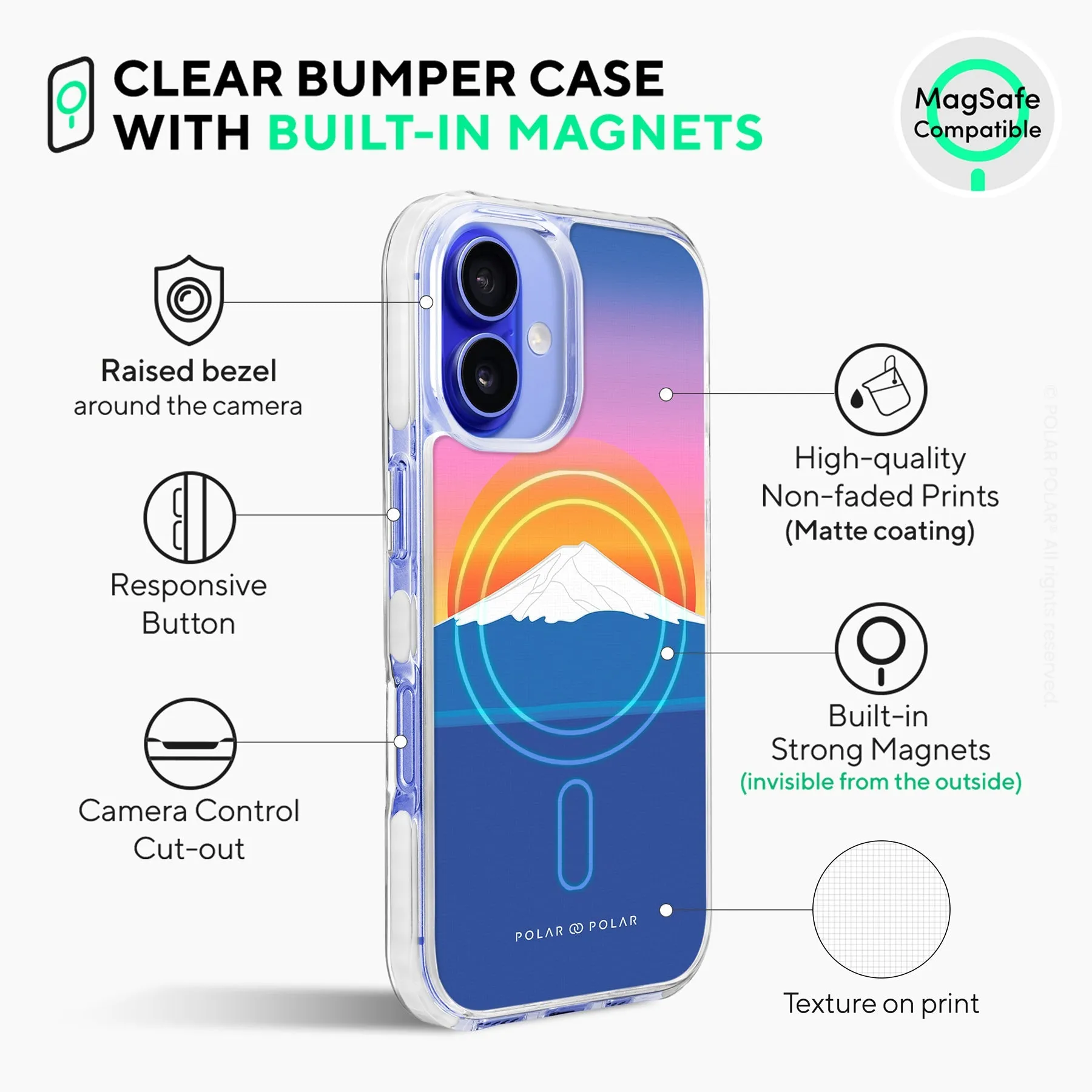 Fujisan Sunset - iPhone 16 Clear Bumper MagSafe Case