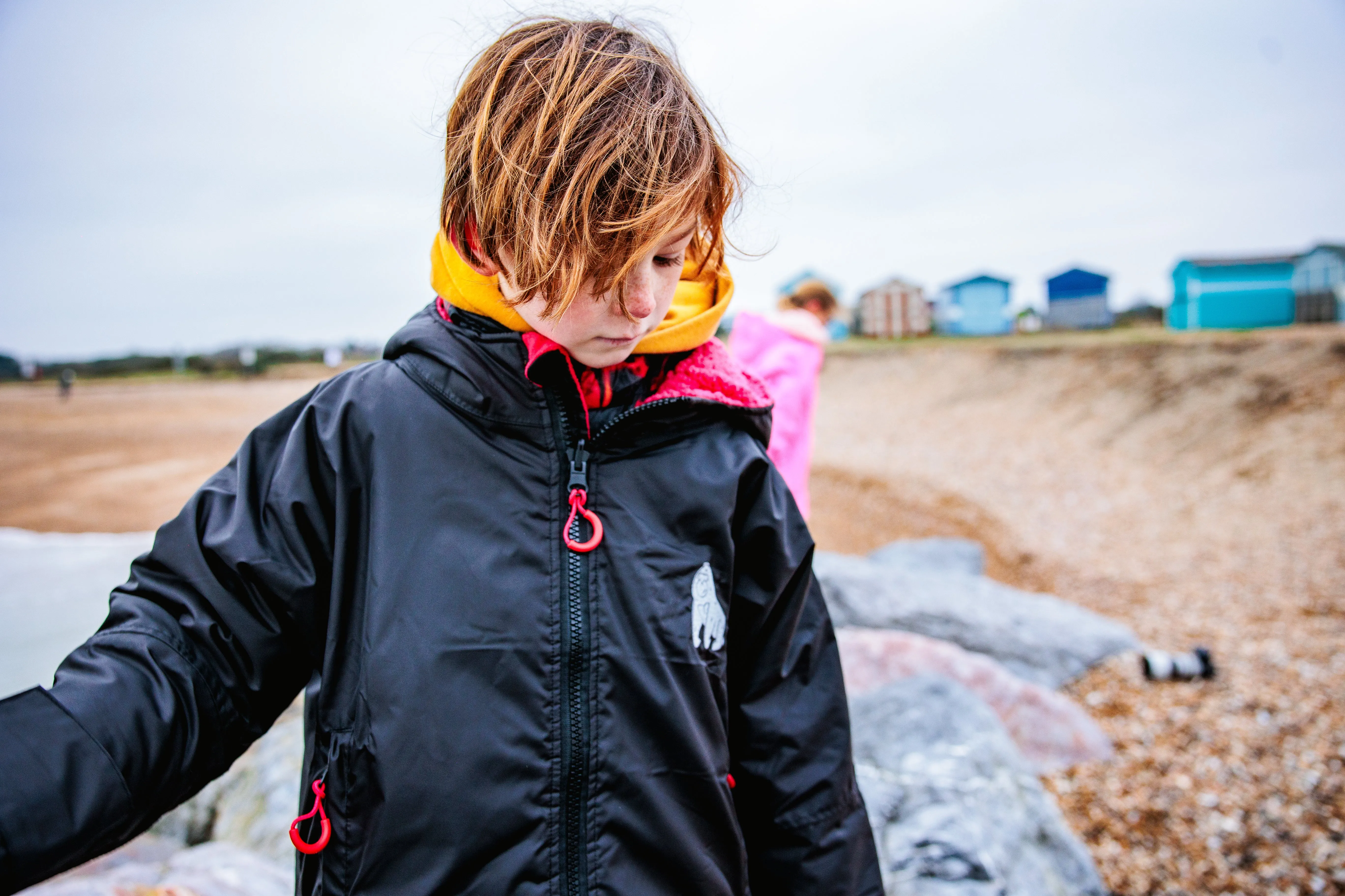Full Zip ECO Waterproof Dry Changing Robe - Kids - Black (age 1 to 12)