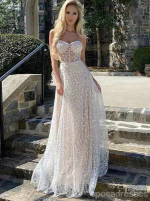 Gorgeous Spaghetti Straps A-line Maxi Long Party Prom Dresses,13300