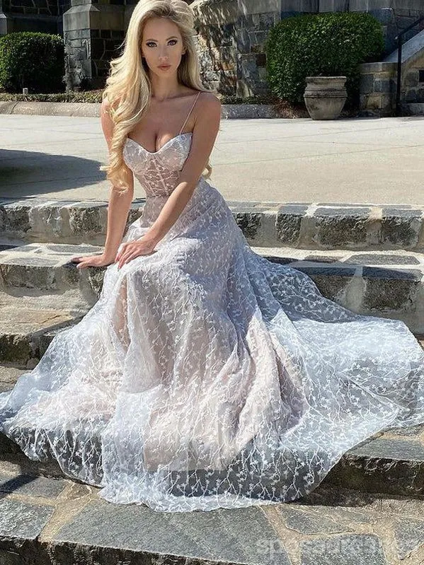 Gorgeous Spaghetti Straps A-line Maxi Long Party Prom Dresses,13300
