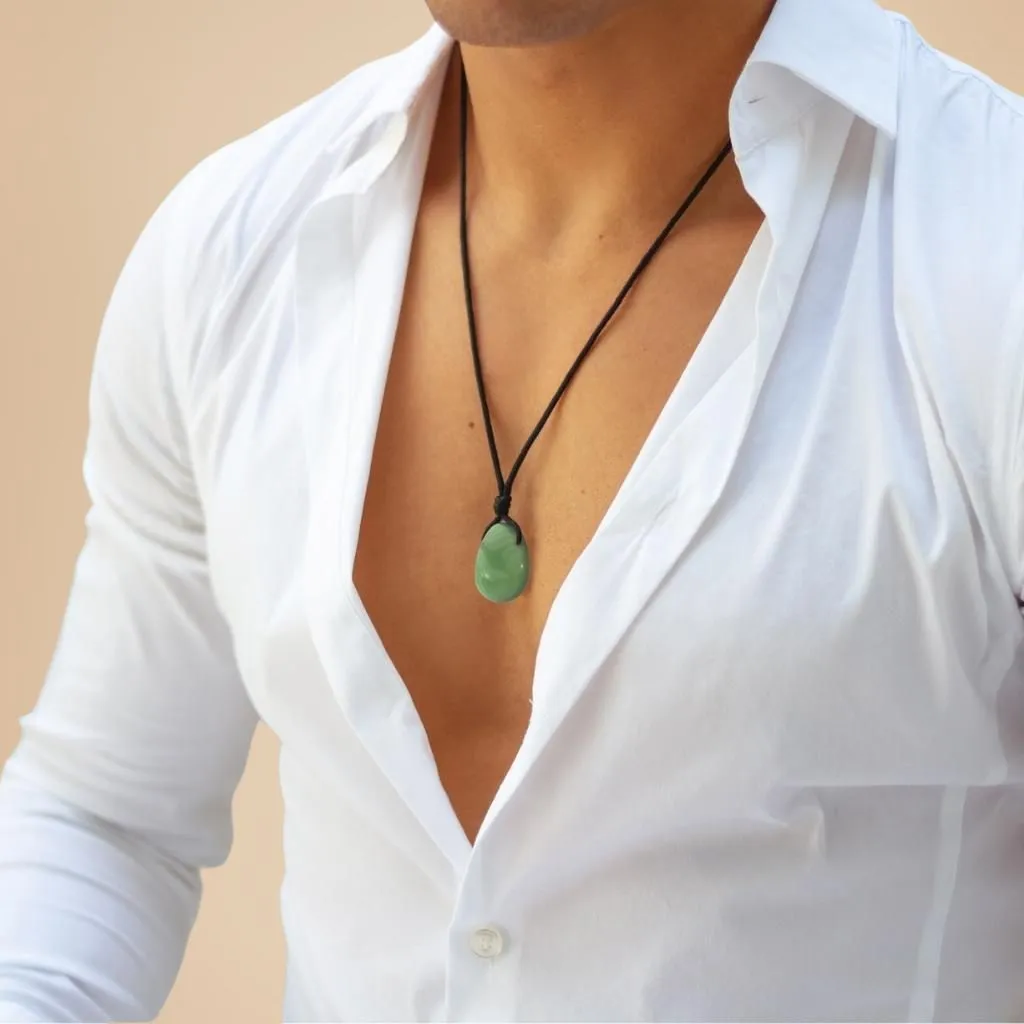 Green Aventurine Pendant Necklace - Adjustable Bohemian Style