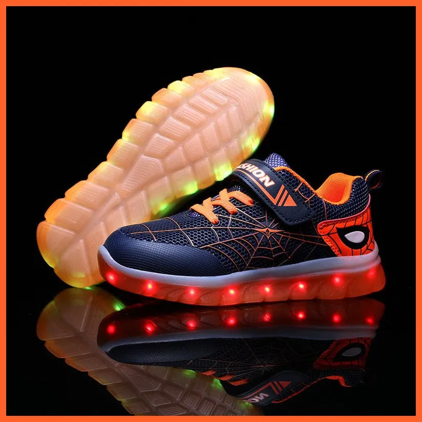 Green Pink Usb New Charging Basket Led Children Shoes | Kids Luminous Sneakers