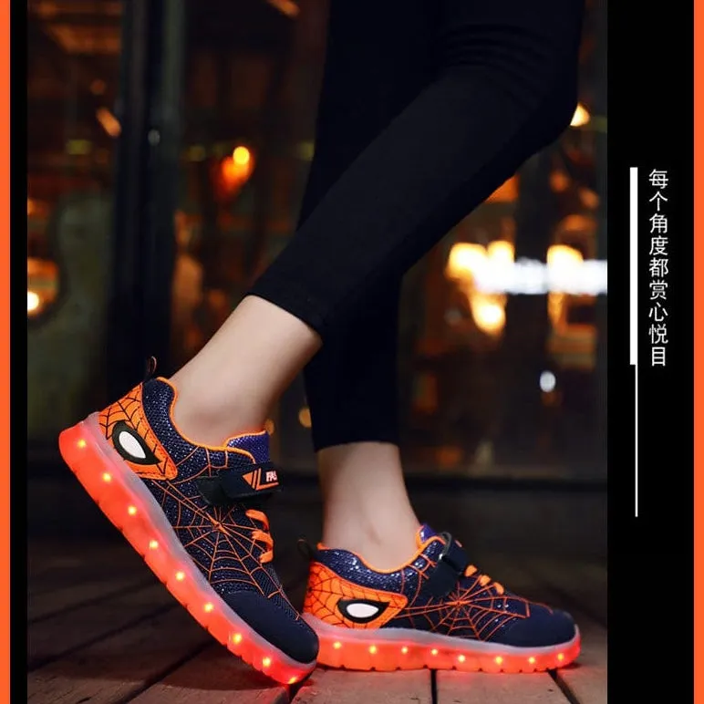 Green Pink Usb New Charging Basket Led Children Shoes | Kids Luminous Sneakers