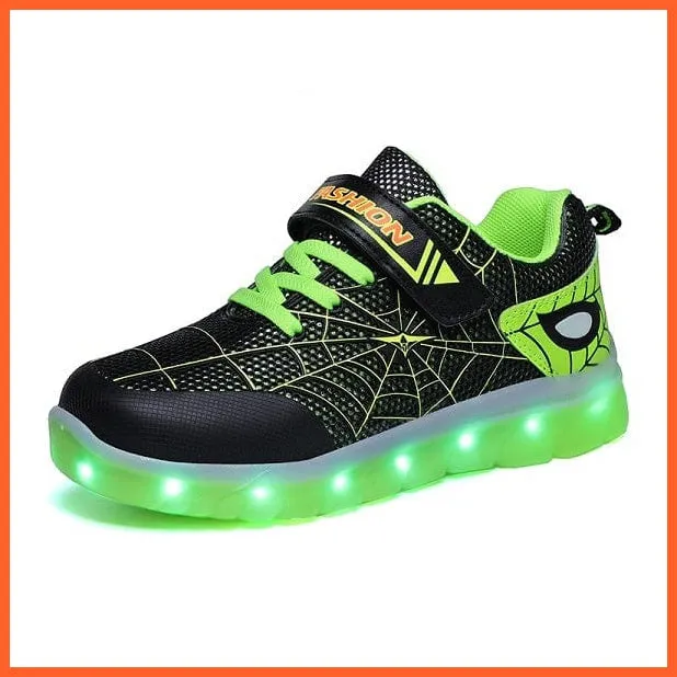 Green Pink Usb New Charging Basket Led Children Shoes | Kids Luminous Sneakers