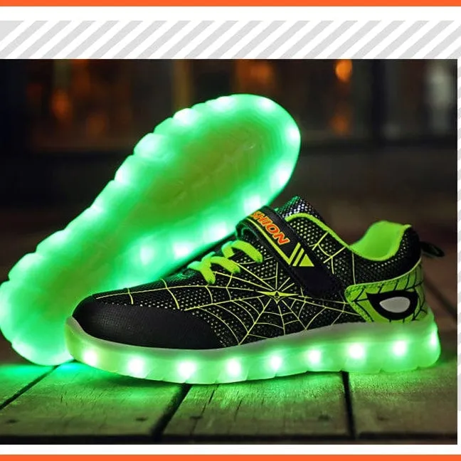 Green Pink Usb New Charging Basket Led Children Shoes | Kids Luminous Sneakers