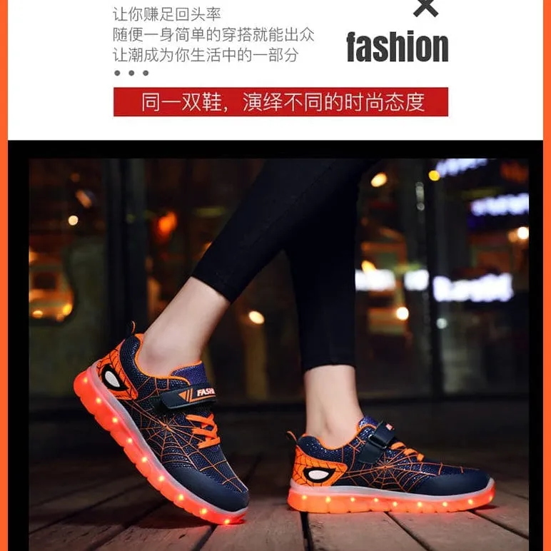 Green Pink Usb New Charging Basket Led Children Shoes | Kids Luminous Sneakers