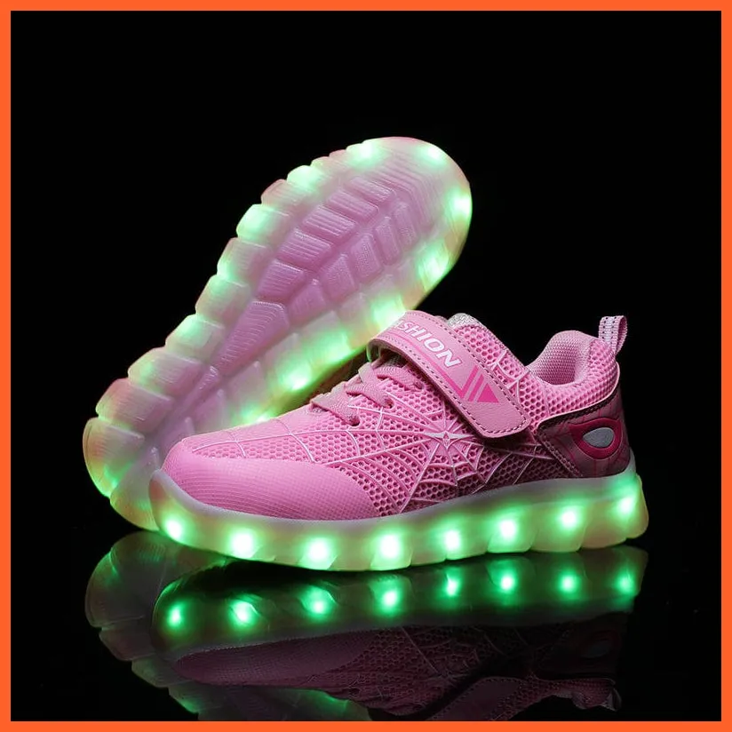 Green Pink Usb New Charging Basket Led Children Shoes | Kids Luminous Sneakers