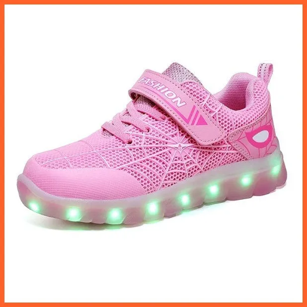 Green Pink Usb New Charging Basket Led Children Shoes | Kids Luminous Sneakers