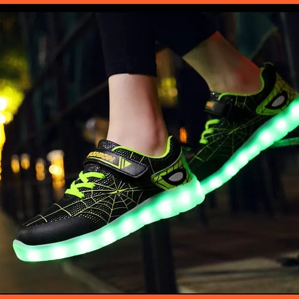 Green Pink Usb New Charging Basket Led Children Shoes | Kids Luminous Sneakers