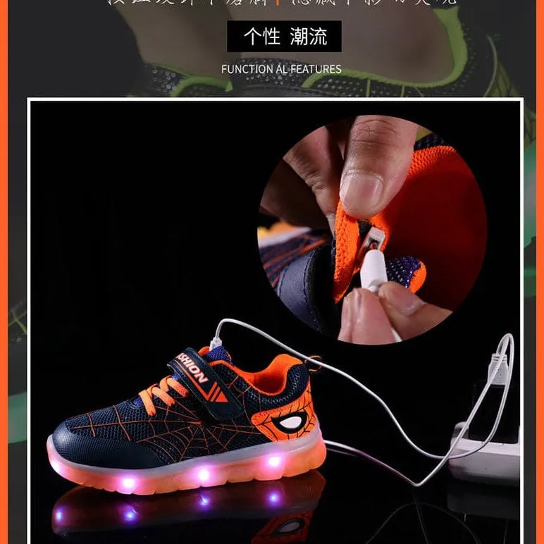 Green Pink Usb New Charging Basket Led Children Shoes | Kids Luminous Sneakers