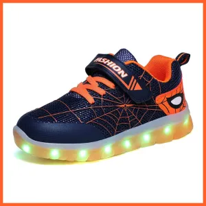 Green Pink Usb New Charging Basket Led Children Shoes | Kids Luminous Sneakers