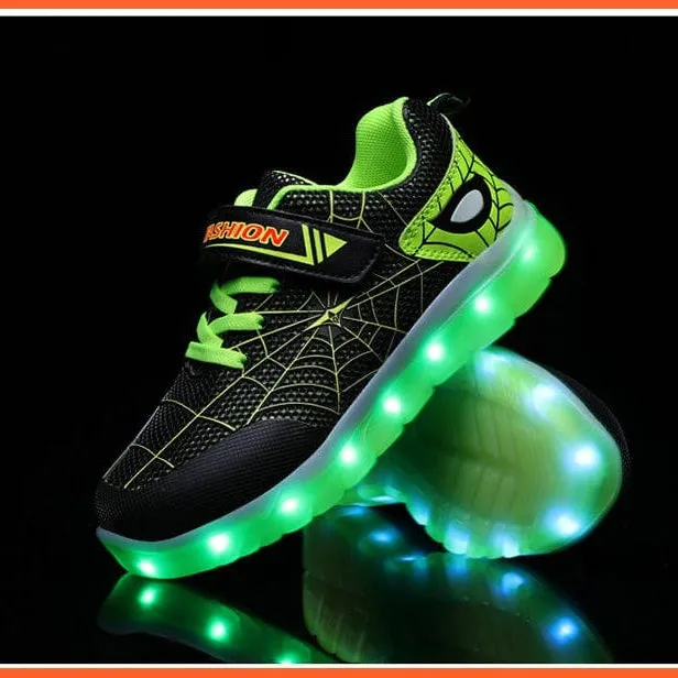 Green Pink Usb New Charging Basket Led Children Shoes | Kids Luminous Sneakers
