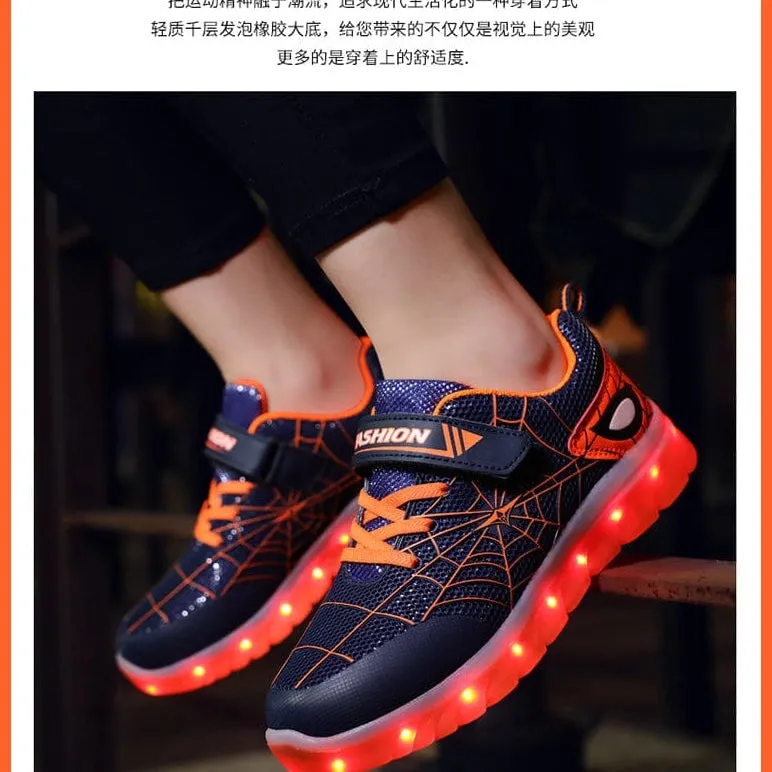 Green Pink Usb New Charging Basket Led Children Shoes | Kids Luminous Sneakers