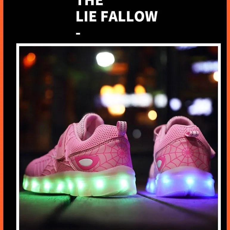 Green Pink Usb New Charging Basket Led Children Shoes | Kids Luminous Sneakers