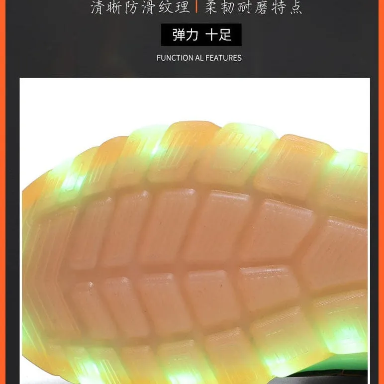 Green Pink Usb New Charging Basket Led Children Shoes | Kids Luminous Sneakers