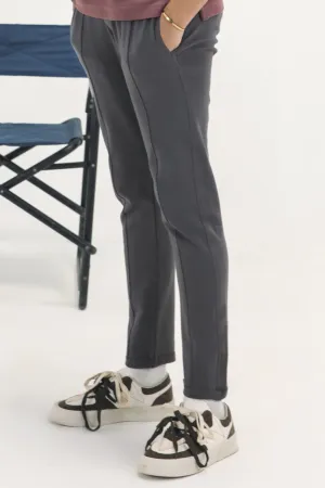 Grey Rib Jersey Trousers