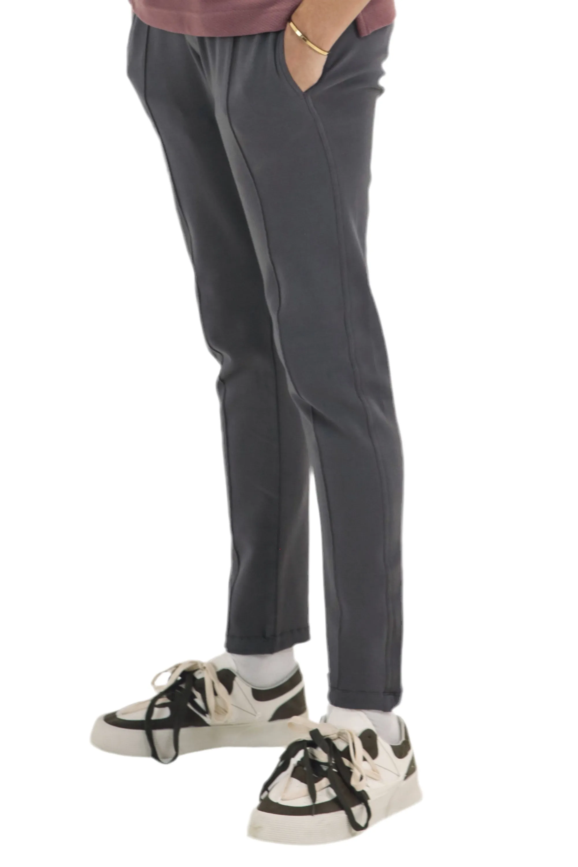 Grey Rib Jersey Trousers