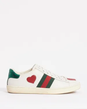 Gucci White Leather Ace "Heart" Sneaker -36.5