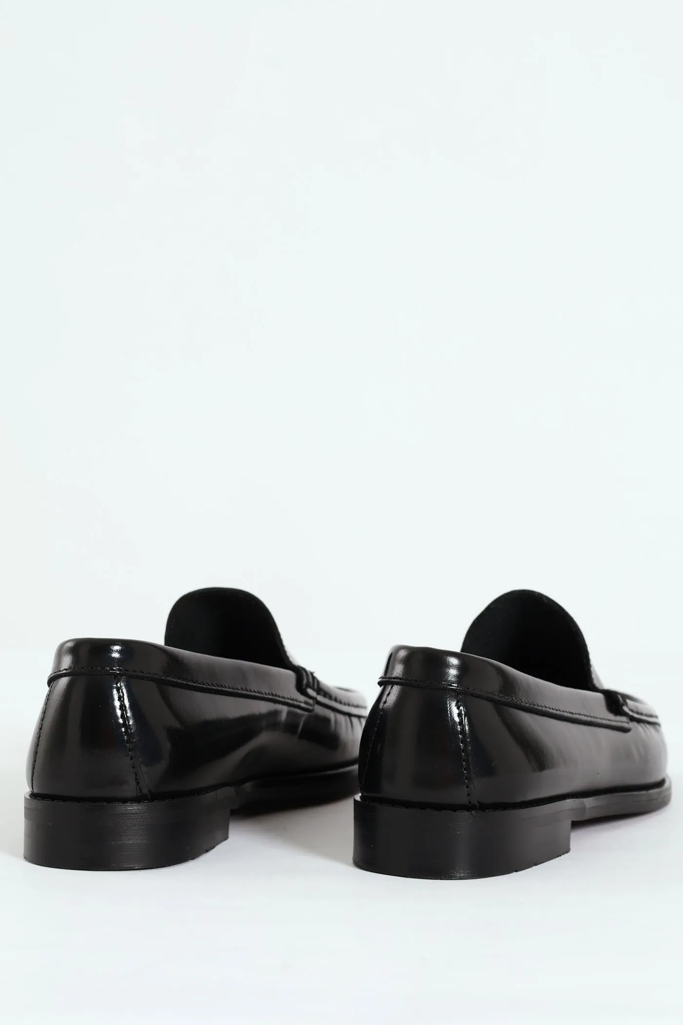 Hi Shine Plain Upper Moccasin - Black