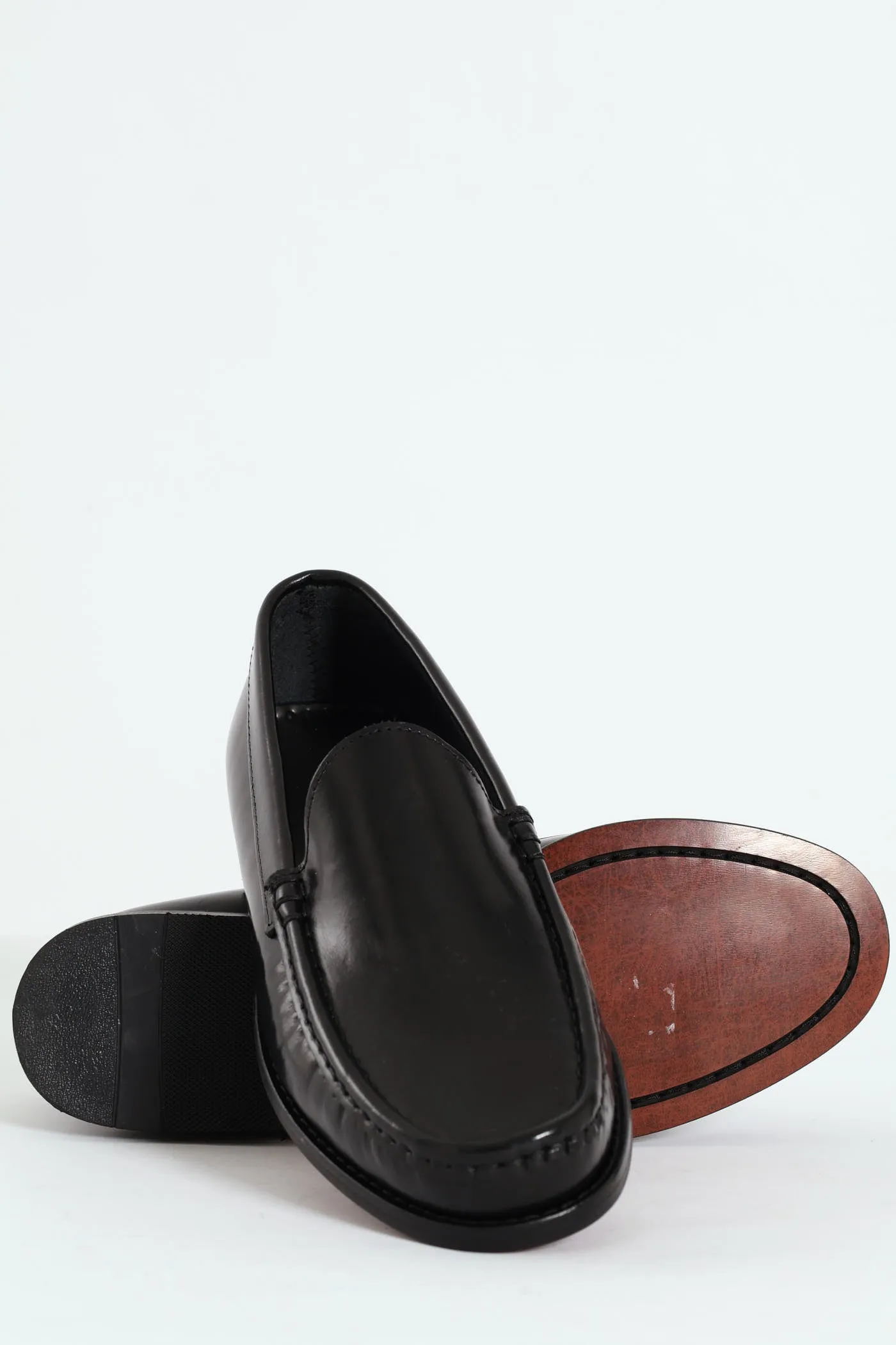 Hi Shine Plain Upper Moccasin - Black
