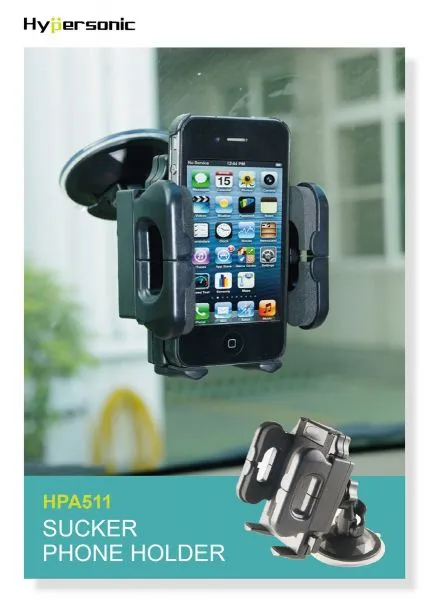 Hypersonic Windshield Smart Phone Mount-W/Suction Cup Black