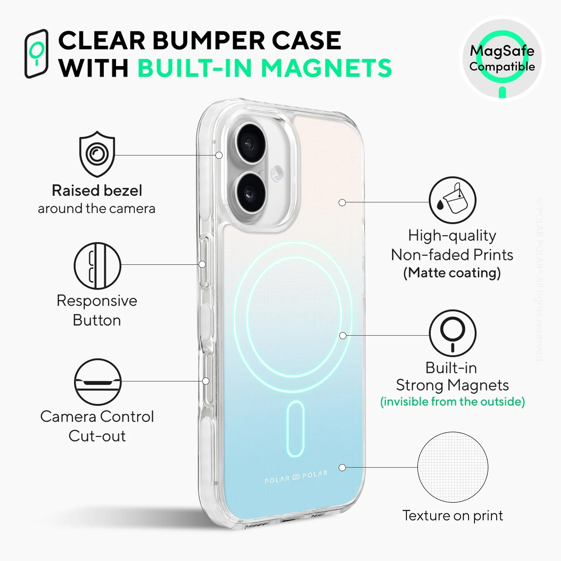Iceberg Pastel - iPhone 16 Plus Clear Bumper MagSafe Case