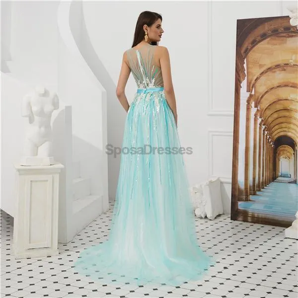 Jewel See Through Beaded Sexy Evening Prom Dresses, Evening Party Prom Dresses, 12083