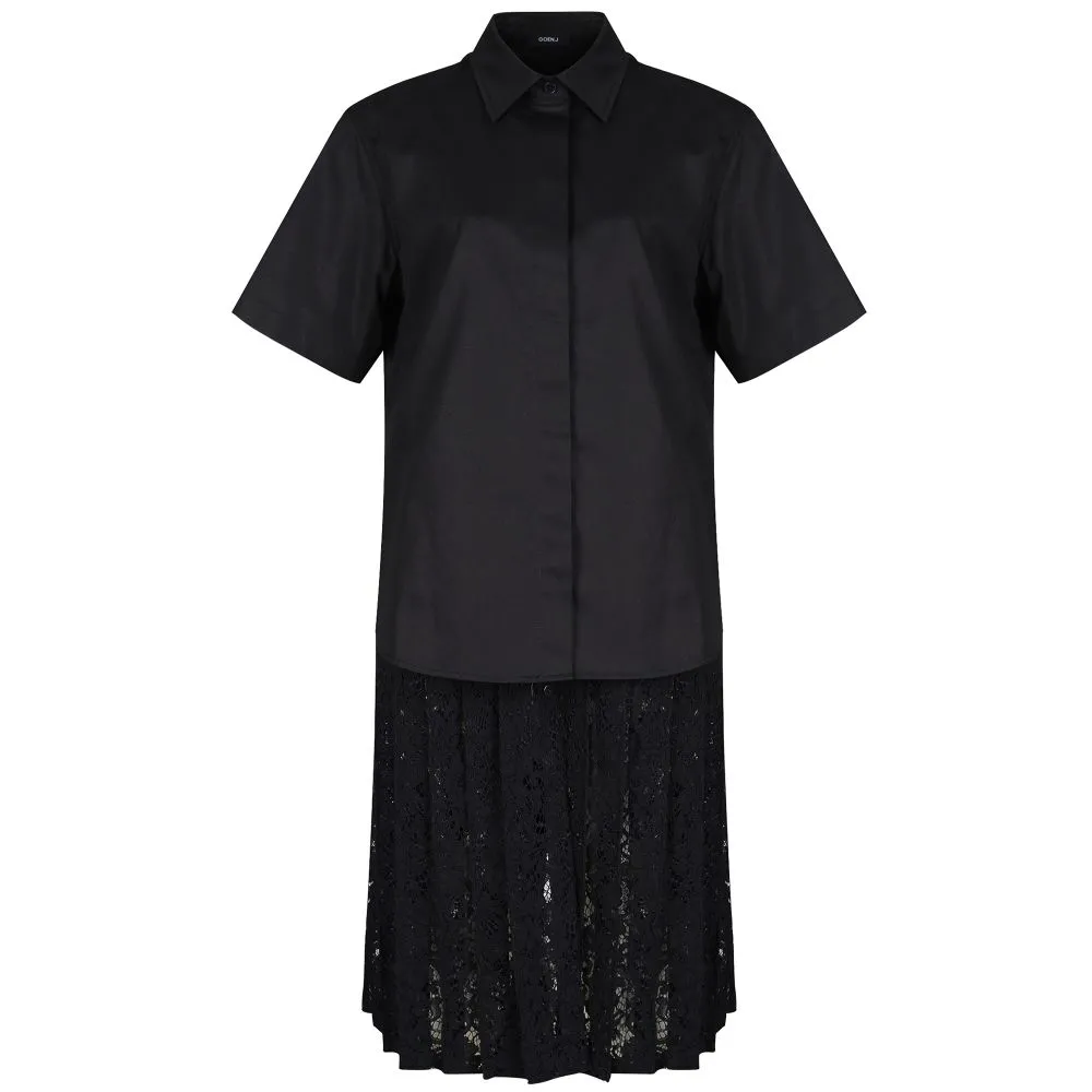 Layered Pleated Corded Lace And Cotton Shirt