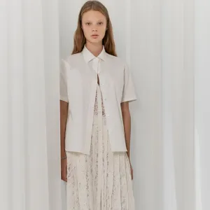 Layered Pleated Corded Lace And Cotton Shirt