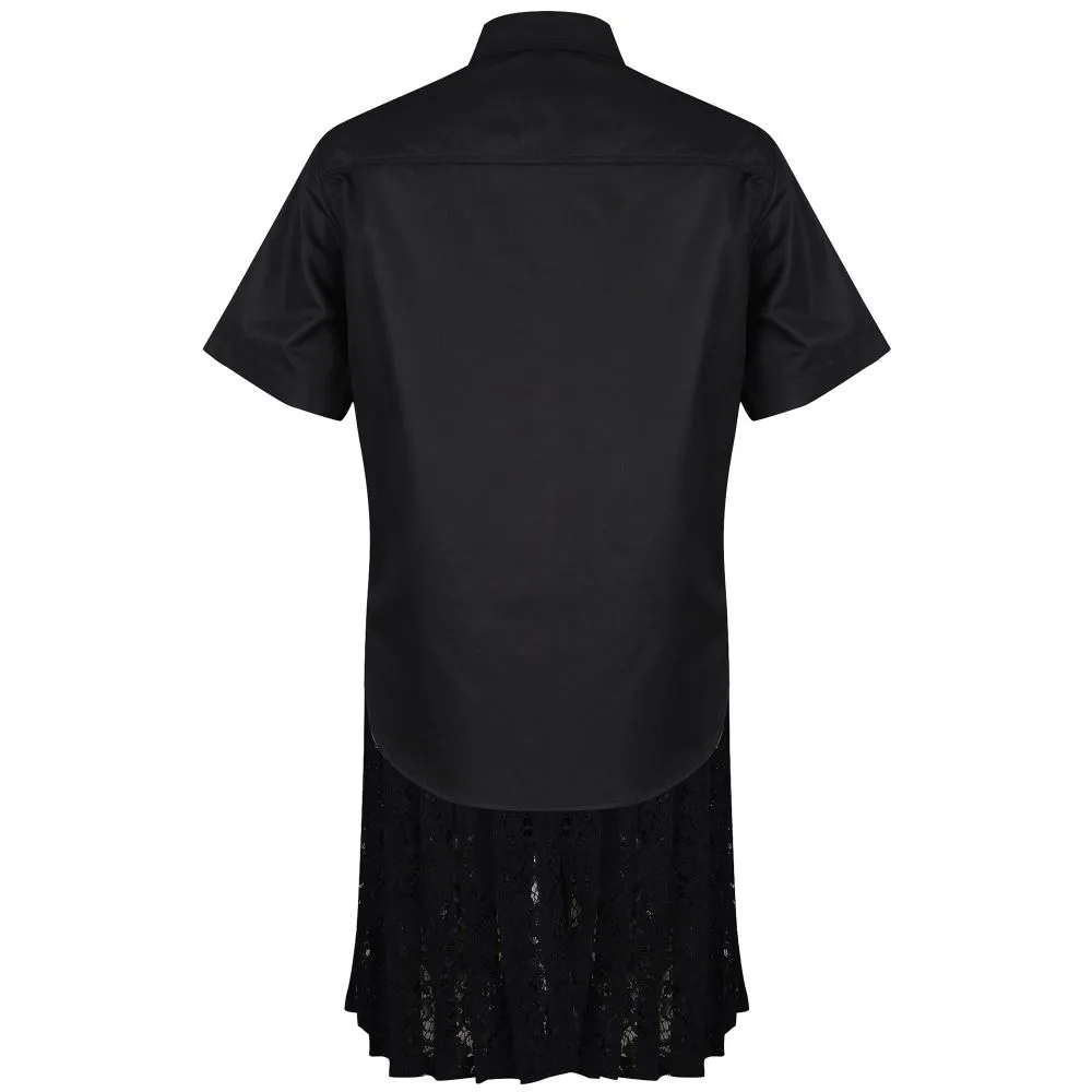 Layered Pleated Corded Lace And Cotton Shirt