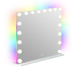 LUXE Hollywood Glow Vanity Mirror with RGB - 18 Dimmable LED Bulbs & Smart Touch Control