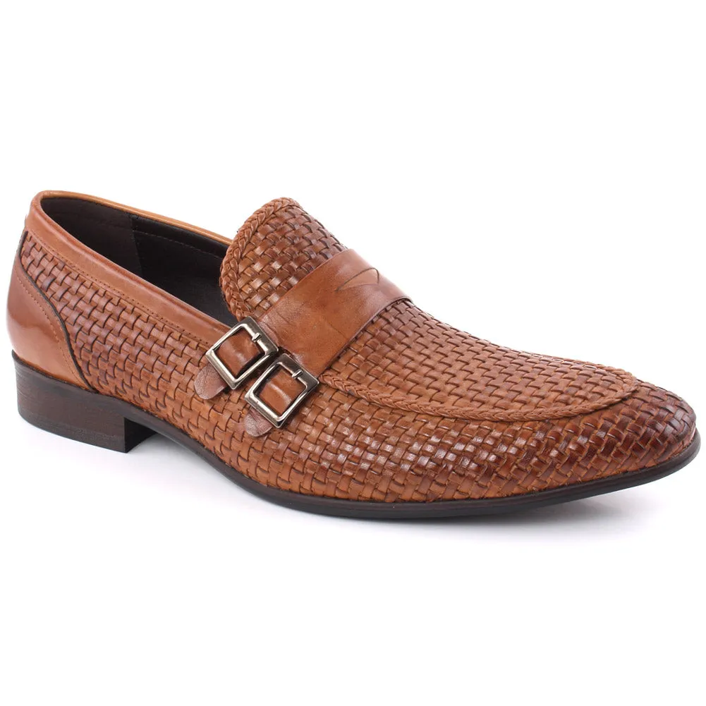 Men “MINIK” Moc Toe Buckle Embossed Woven Textured Formal Shoes