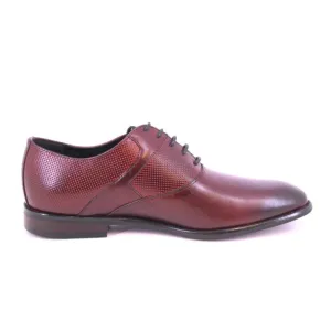 Men's Plain Vamp Oxford Smart Shoe-Burgundy