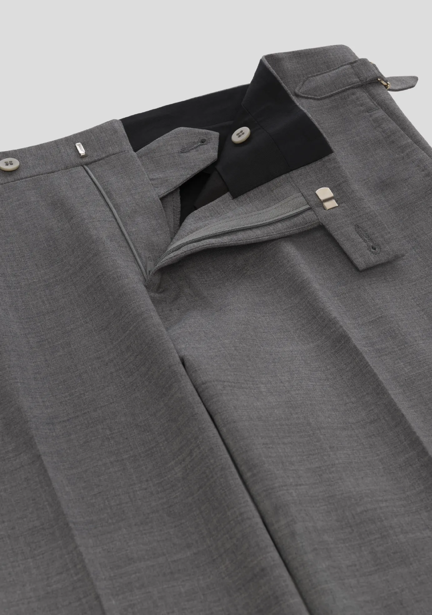 Mid-Grey Wool Trousers with Side Adjusters